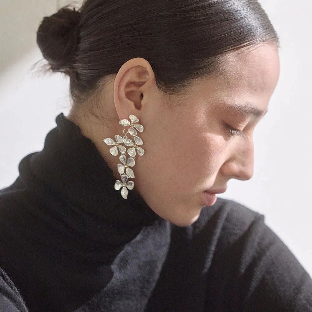 Linked Flower Front Back Earrings