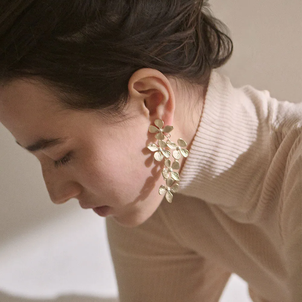 Linked Flower Front Back Earrings