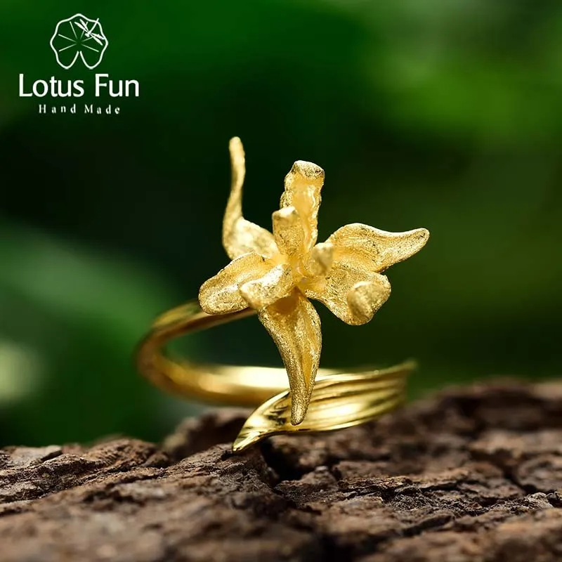 Lotus Fun Luxury 925 Sterling Silver Unusual Elegant Iris Flower