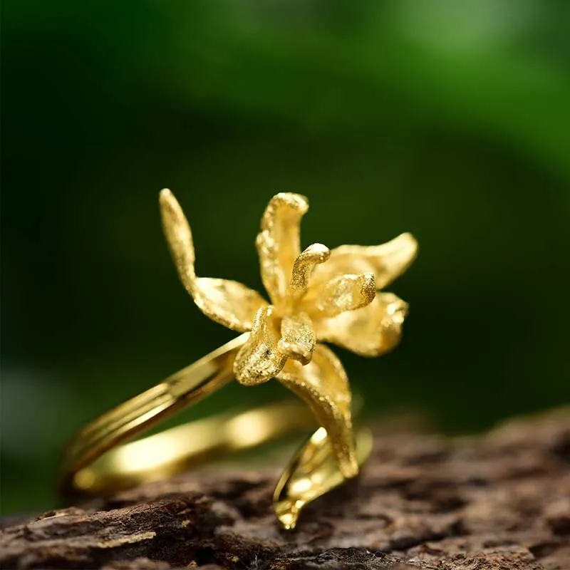 Lotus Fun Luxury 925 Sterling Silver Unusual Elegant Iris Flower