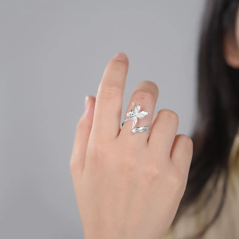 Lotus Fun Luxury 925 Sterling Silver Unusual Elegant Iris Flower