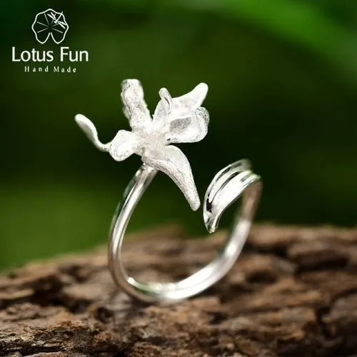 Lotus Fun Luxury 925 Sterling Silver Unusual Elegant Iris Flower