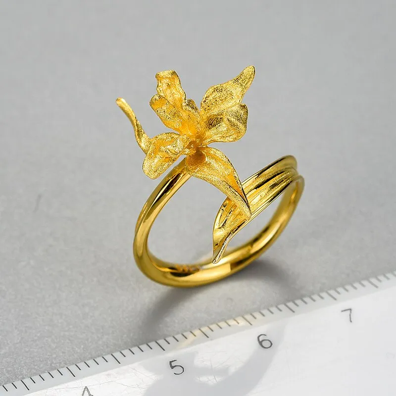 Lotus Fun Luxury 925 Sterling Silver Unusual Elegant Iris Flower