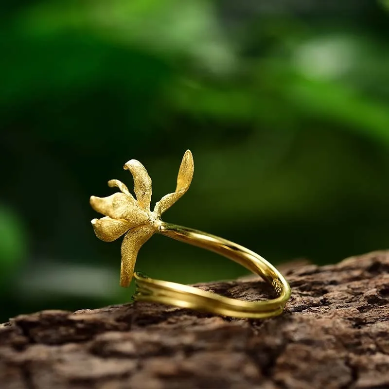 Lotus Fun Luxury 925 Sterling Silver Unusual Elegant Iris Flower