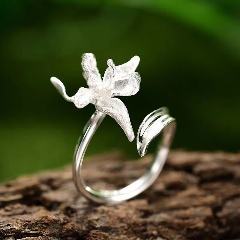 Lotus Fun Luxury 925 Sterling Silver Unusual Elegant Iris Flower