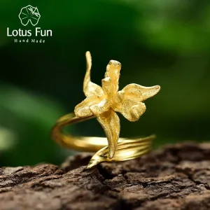 Lotus Fun Luxury 925 Sterling Silver Unusual Elegant Iris Flower