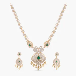 Manuja CZ Silver Necklace Set