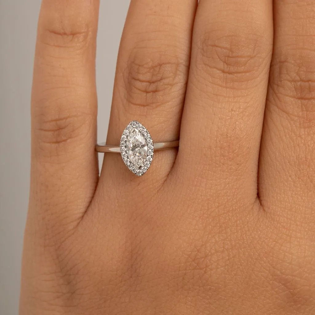MARIA | Marquise Halo Diamond Set in Platinum 0.70ct