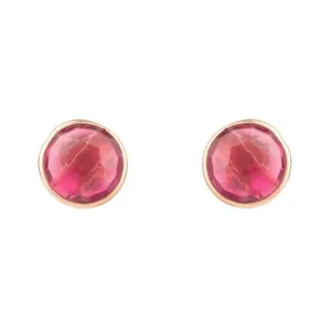 Medium Circle Gemstone Earrings in Rose Gold & Pink Tourmaline