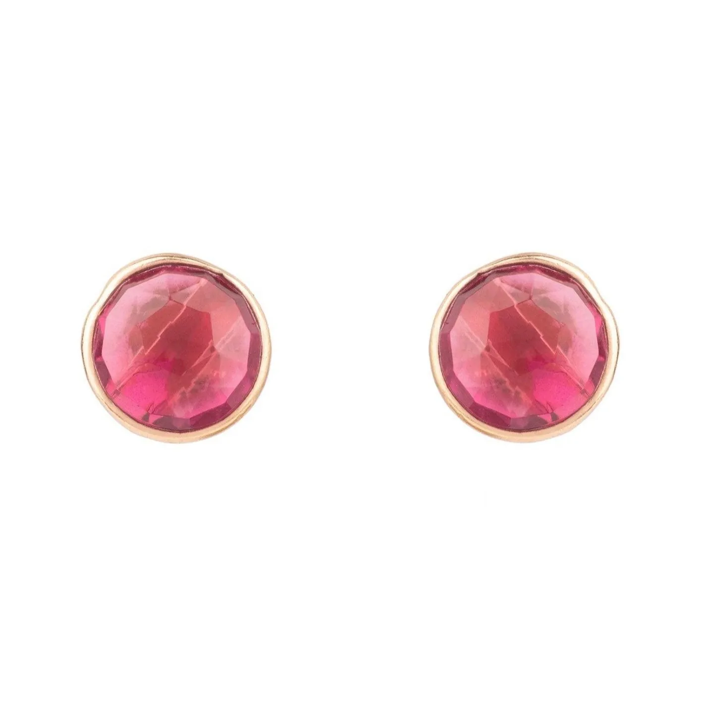 Medium Circle Gemstone Earrings in Rose Gold & Pink Tourmaline