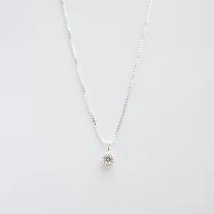 Milgrain Edge Round CZ on Sterling Silver Box Chain