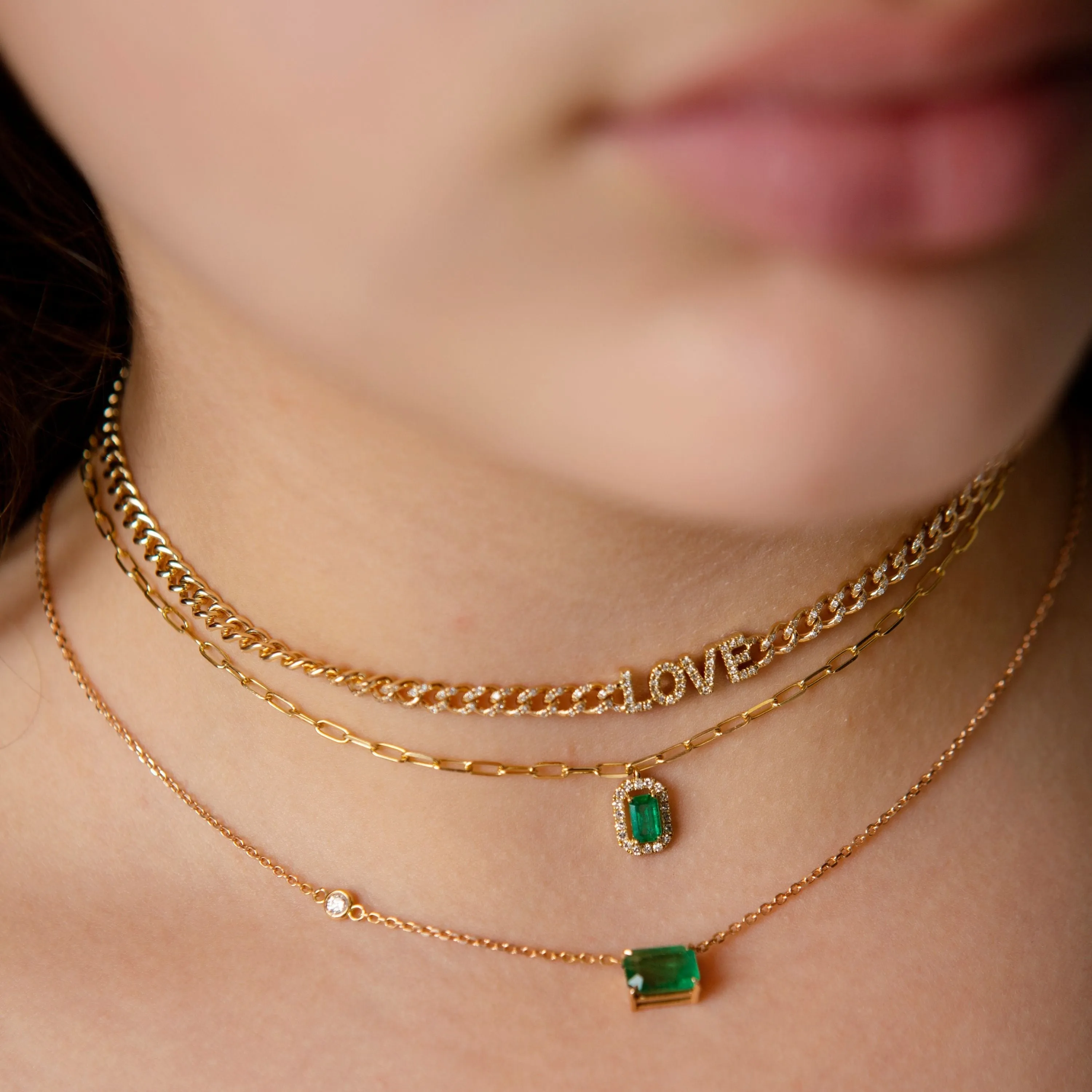 MINI ME DIAMOND & EMERALD HALO DROP PENDANT