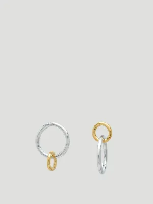 Mismatched Gold & Sterling Silver Hoops