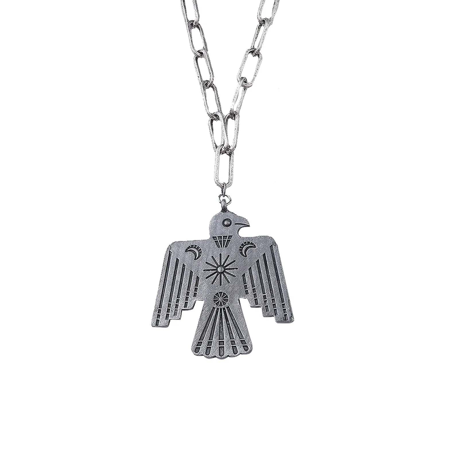 Montana West Silver Thunderbird Pendant Necklace