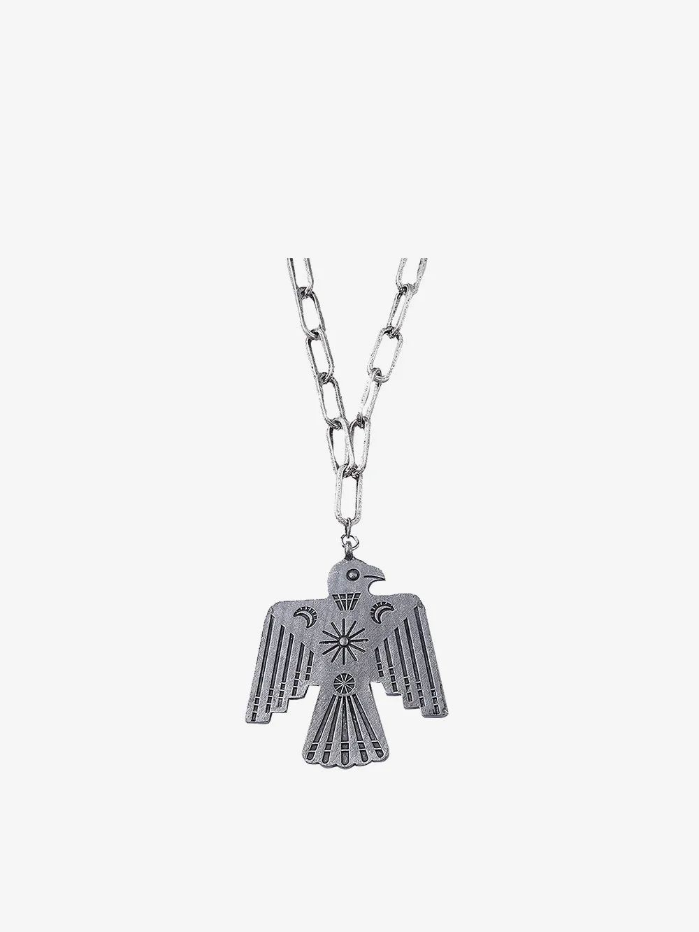 Montana West Silver Thunderbird Pendant Necklace