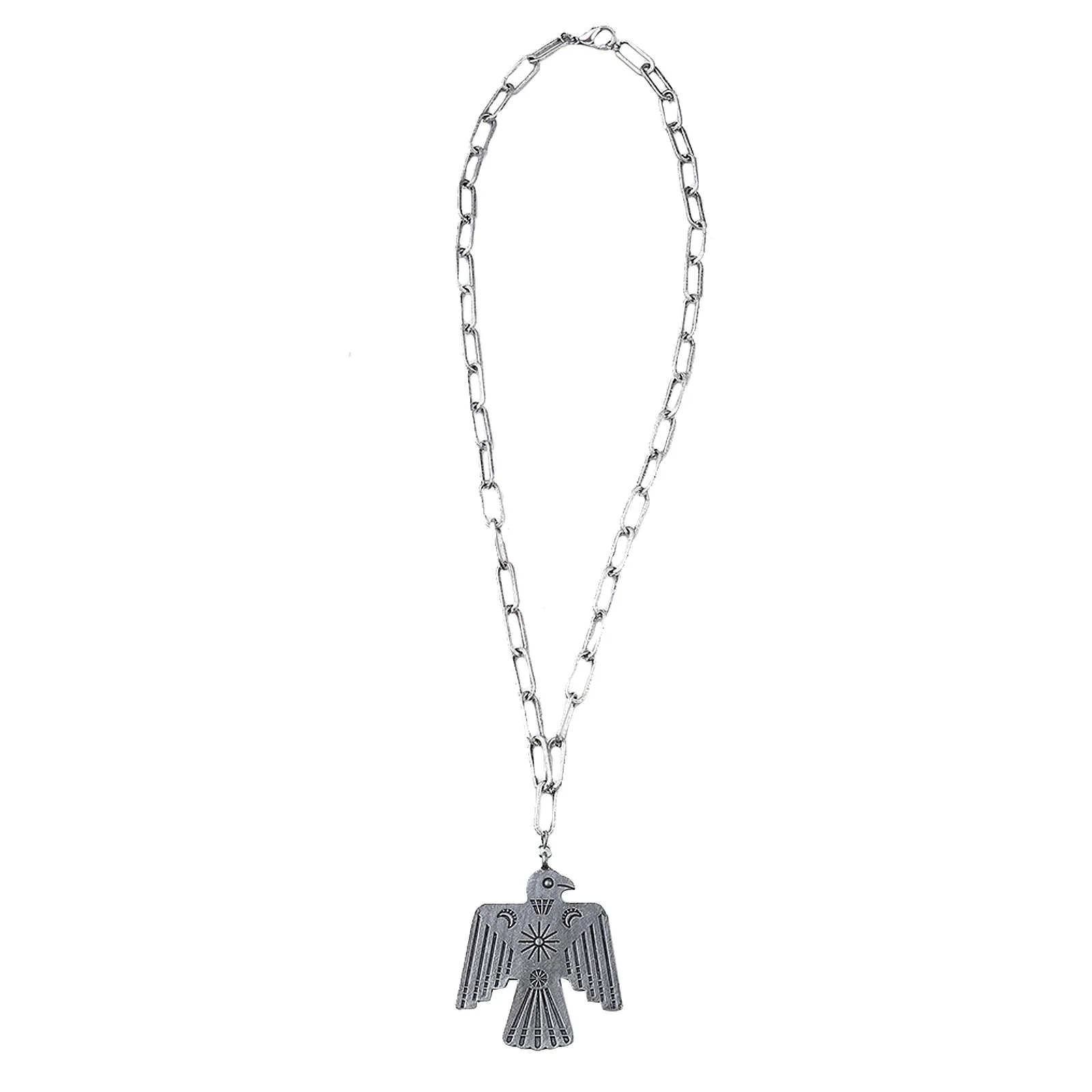 Montana West Silver Thunderbird Pendant Necklace
