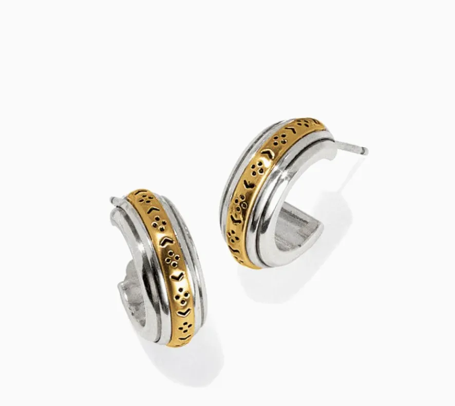 Mosaic Two Tone Mini Hoop Post Earrings