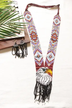 Multi-Color Bird Motif Seed Beads Handmade Beaded Necklace