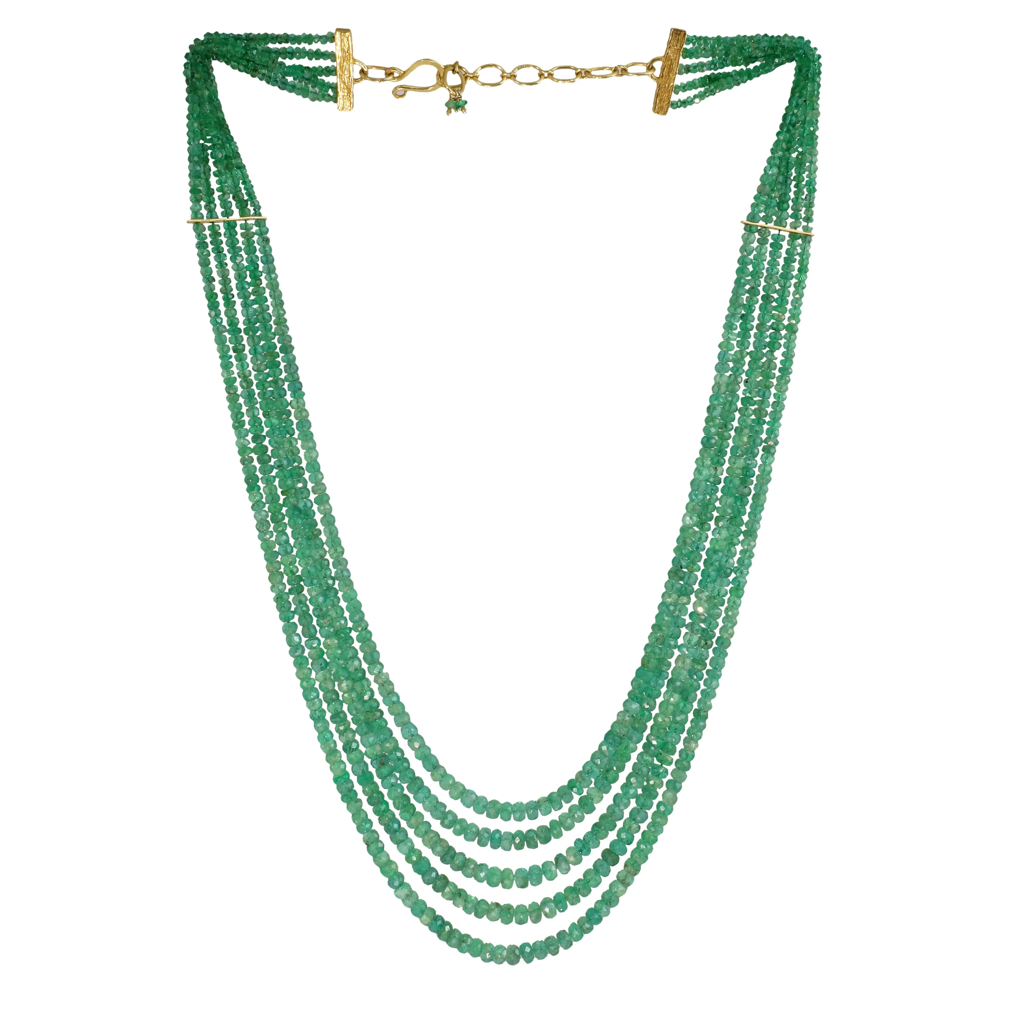 Multi Strand Emerald Necklace - 18k Vermeil