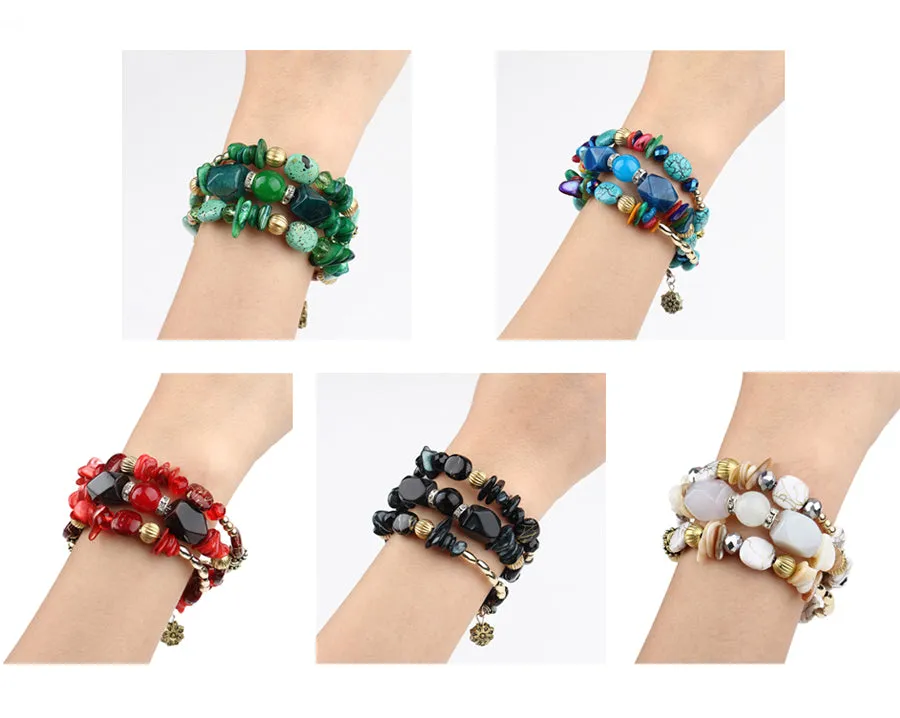 Multilayer Resin And Charm Stones Bracelet - 5 Designs  To Choose From!