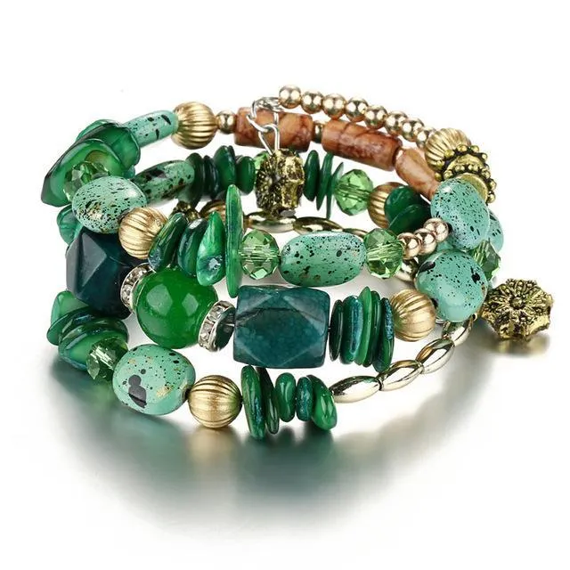 Multilayer Resin And Charm Stones Bracelet - 5 Designs  To Choose From!