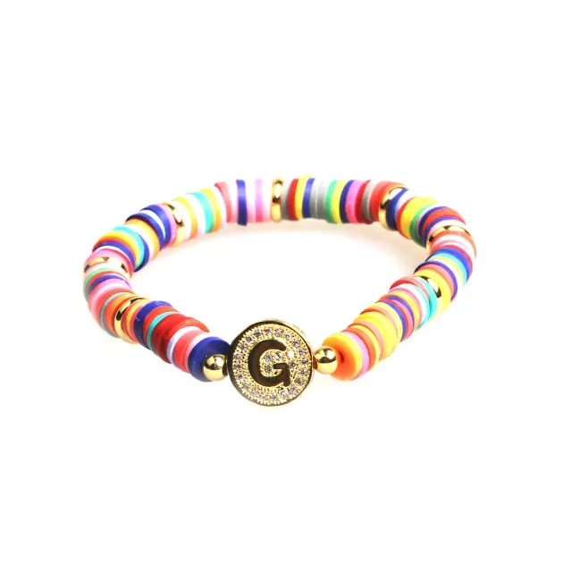 New Boho Letter Rainbow Charm Bracelet Men Women