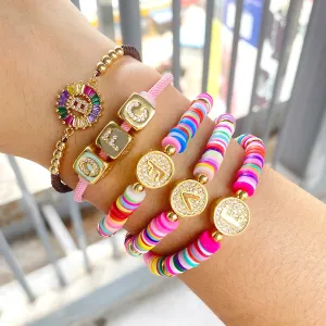 New Boho Letter Rainbow Charm Bracelet Men Women