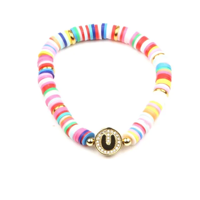 New Boho Letter Rainbow Charm Bracelet Men Women