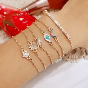 New Fashion Gothic Black Feather Lotus Bracelets Set