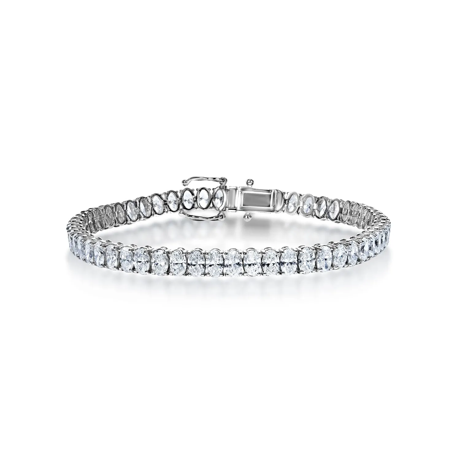 Nyla 11 Carats Oval Cut Diamond Single Row Tennis Bracelet in 18k White Gold