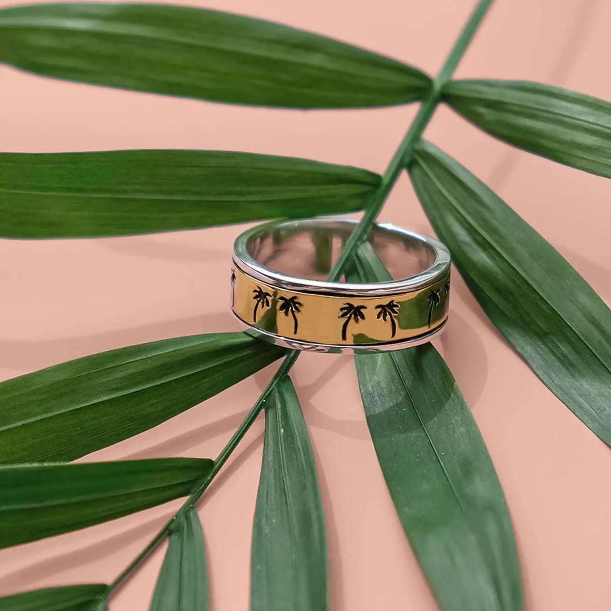 Oasis Palm Spinning Ring - Mixed Metal