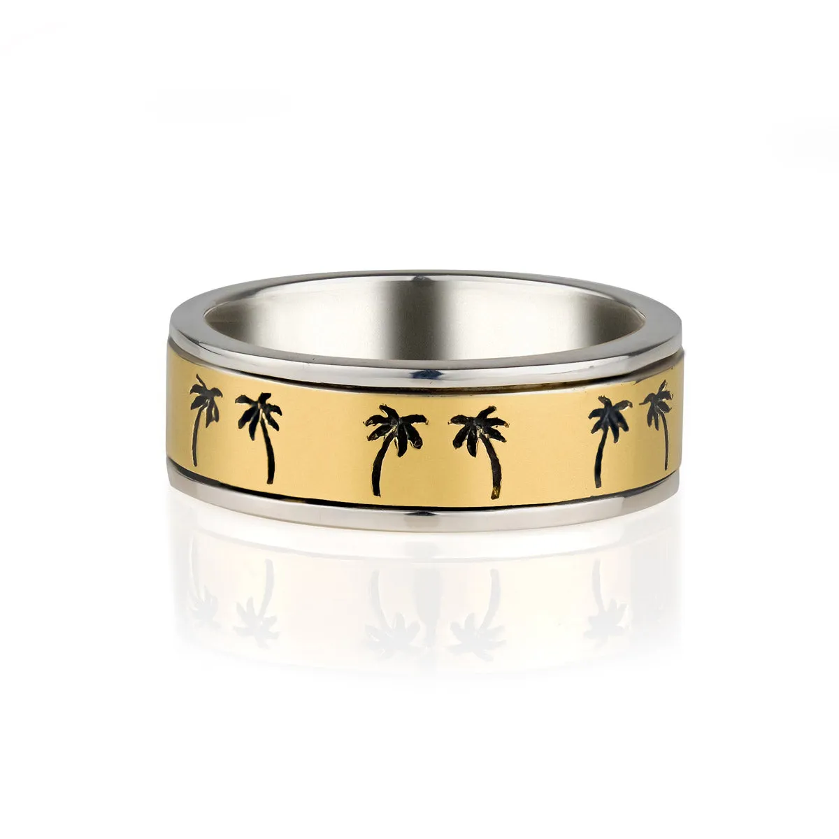 Oasis Palm Spinning Ring - Mixed Metal