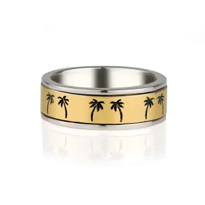 Oasis Palm Spinning Ring - Mixed Metal