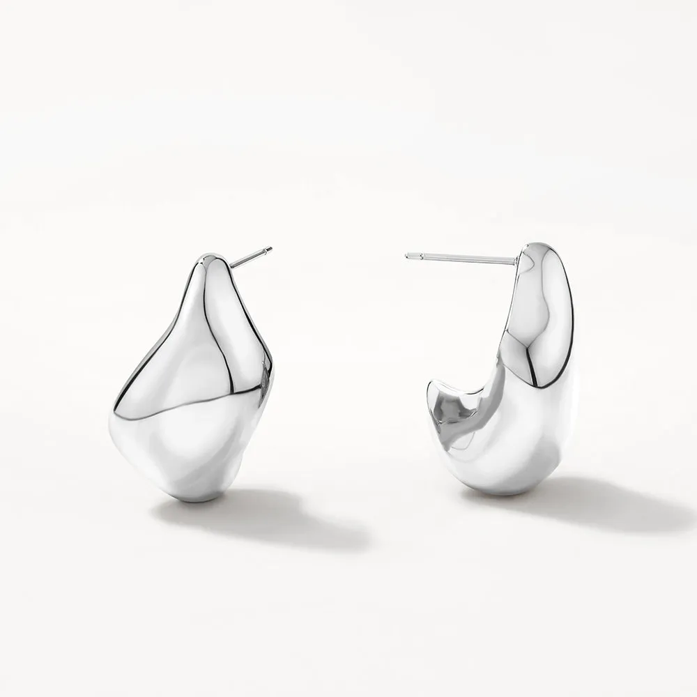 Organic Drop Earrings in Silver
