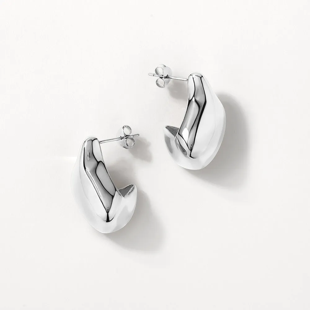 Organic Drop Earrings in Silver