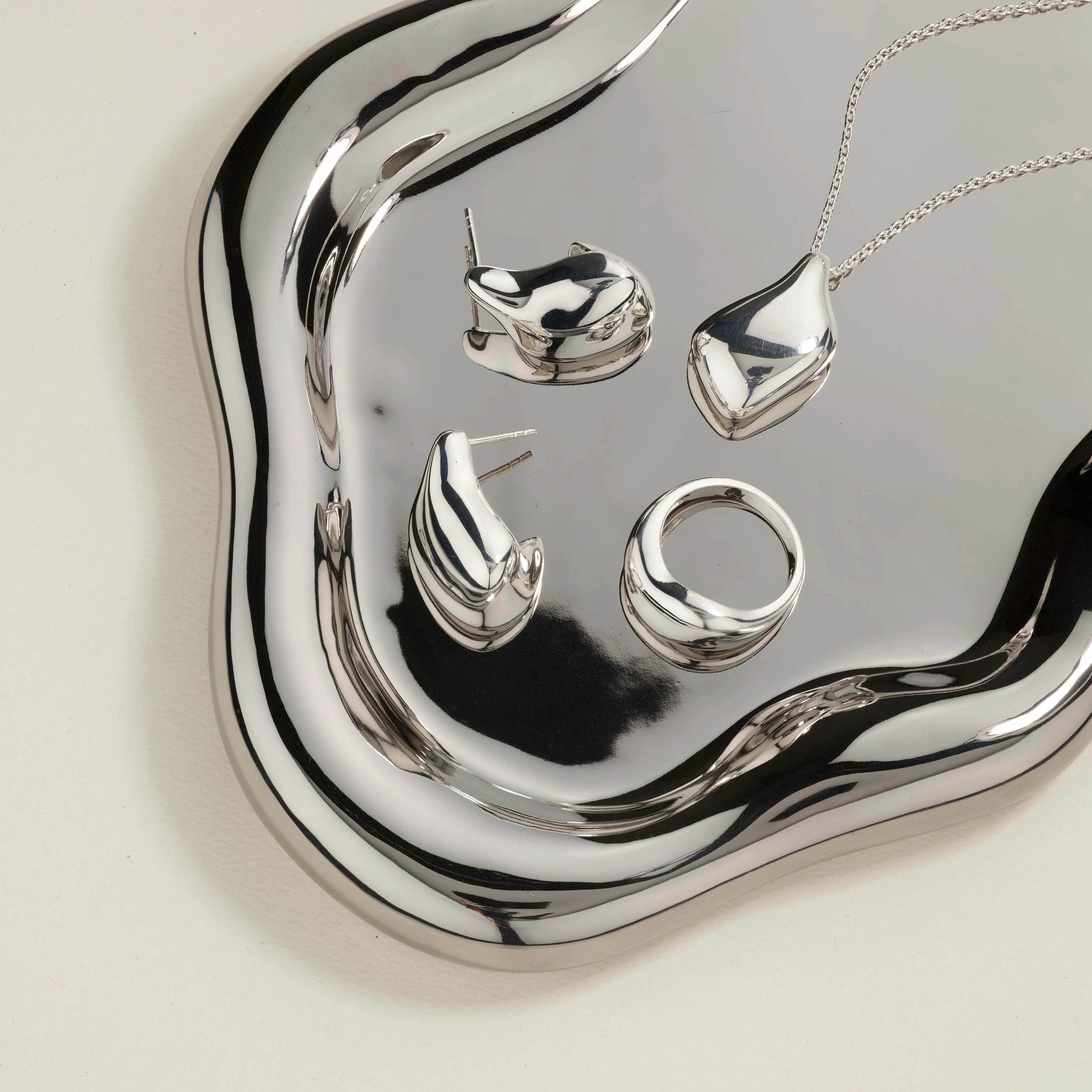 Organic Drop Earrings in Silver