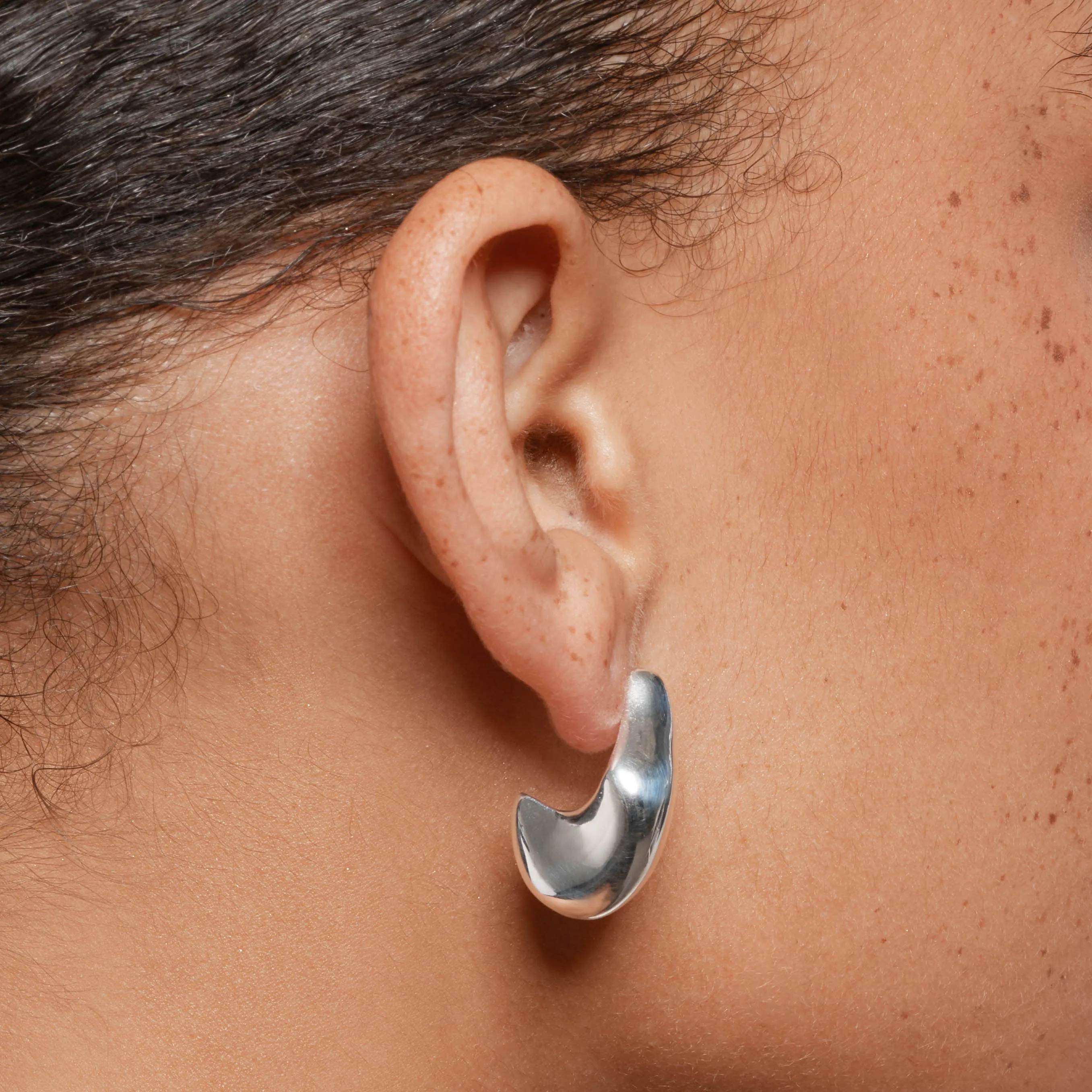 Organic Drop Earrings in Silver