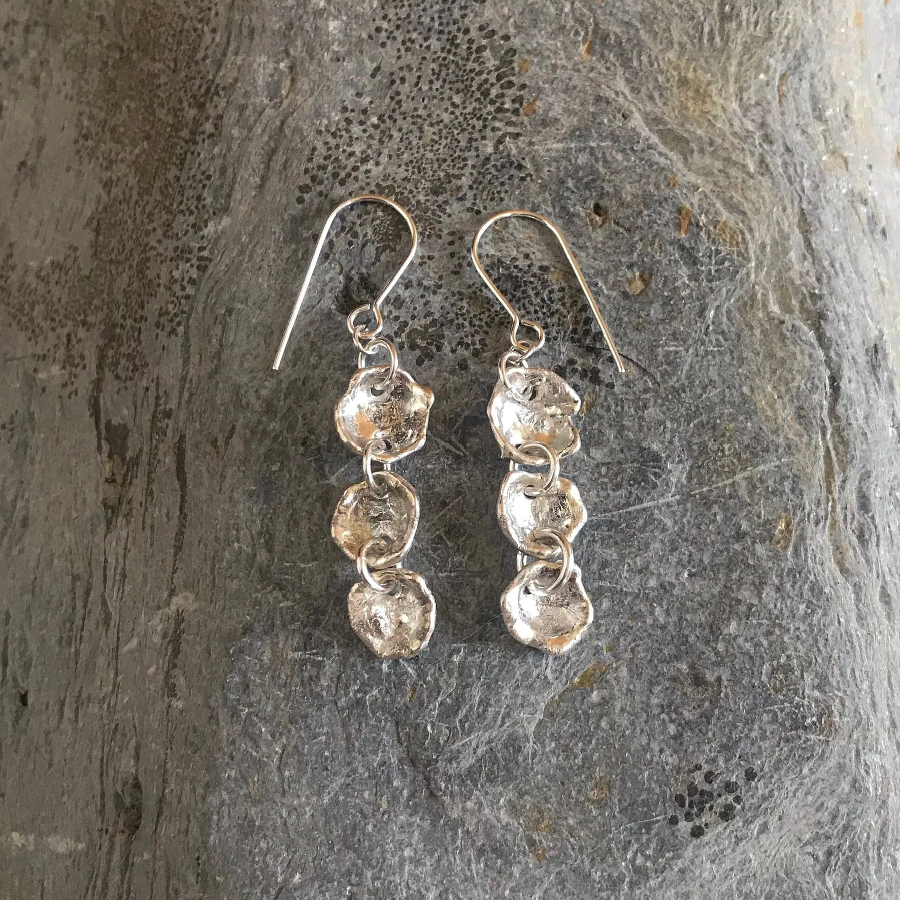 Organic Silver  Drop Earrings