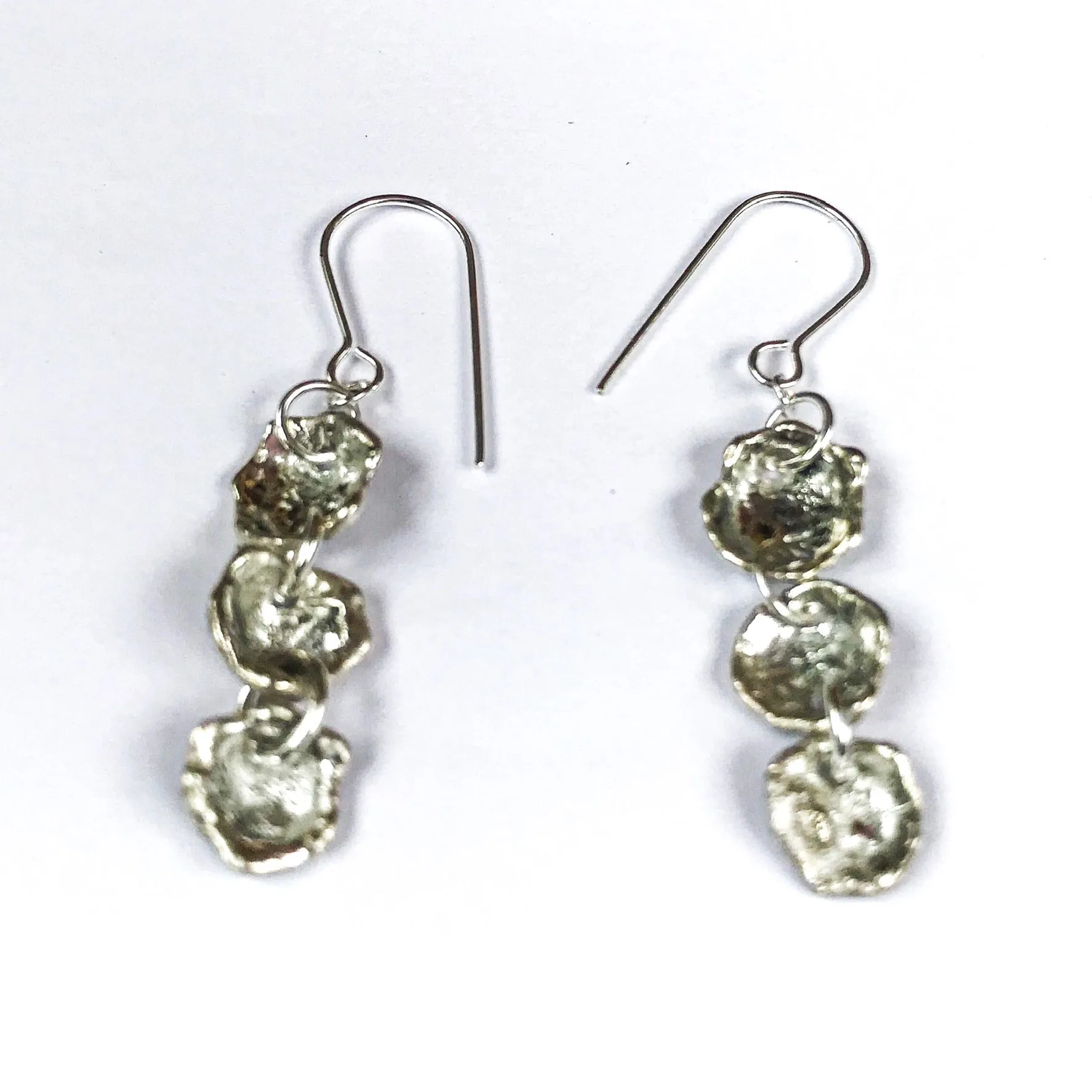 Organic Silver  Drop Earrings