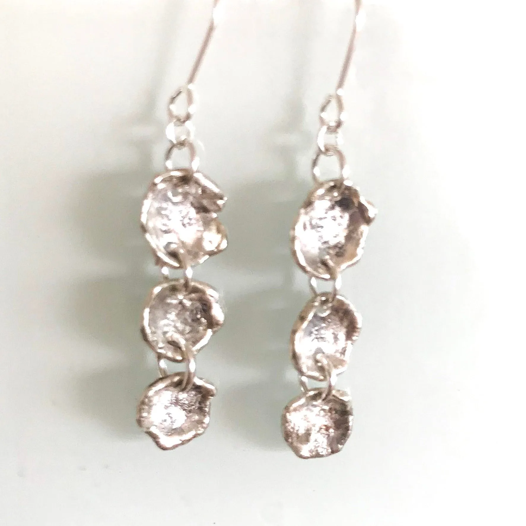Organic Silver  Drop Earrings