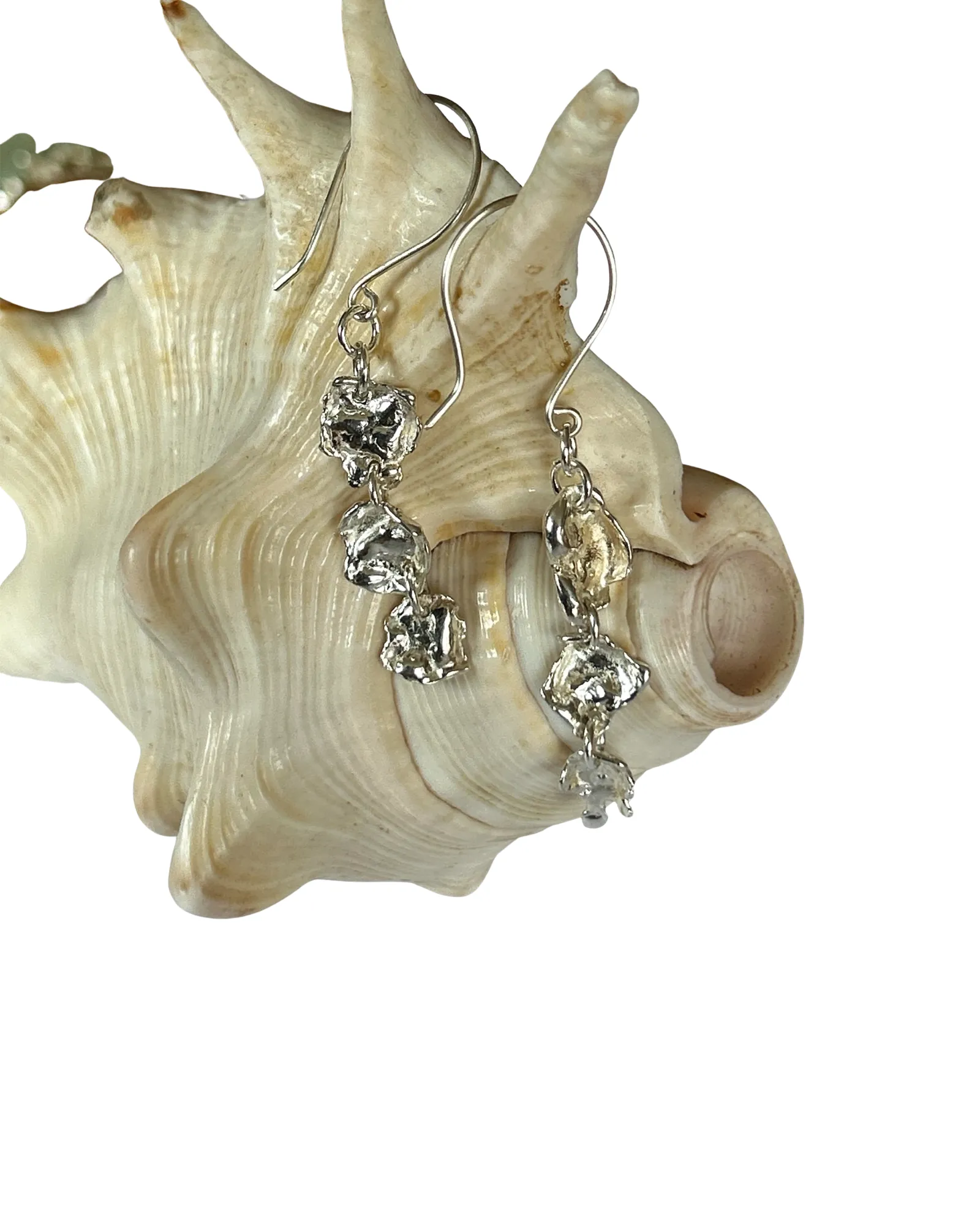 Organic Silver  Drop Earrings