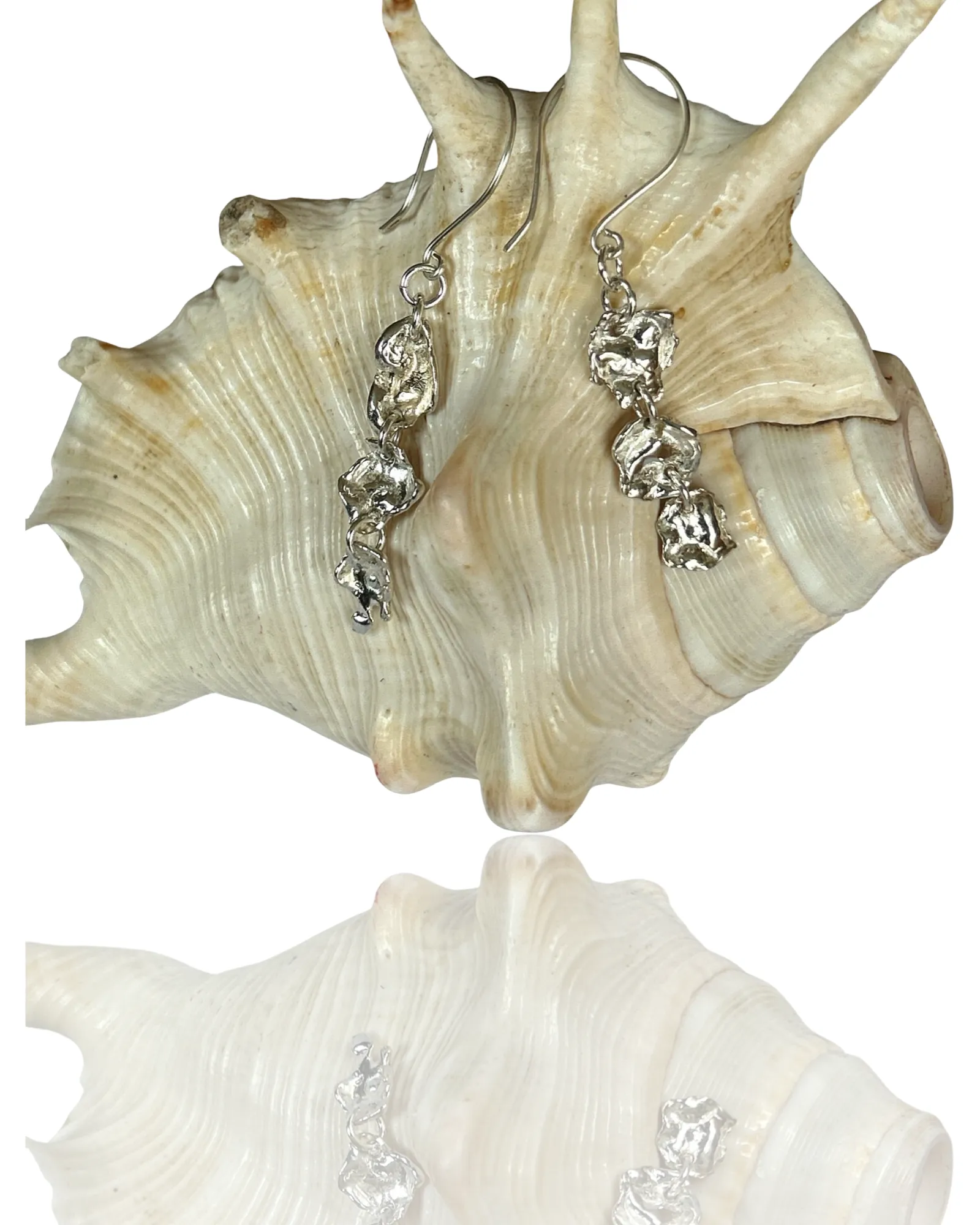 Organic Silver  Drop Earrings