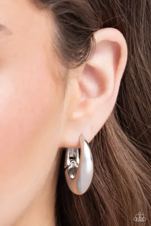 Paparazzi Earring ~ Oval Official - Silver