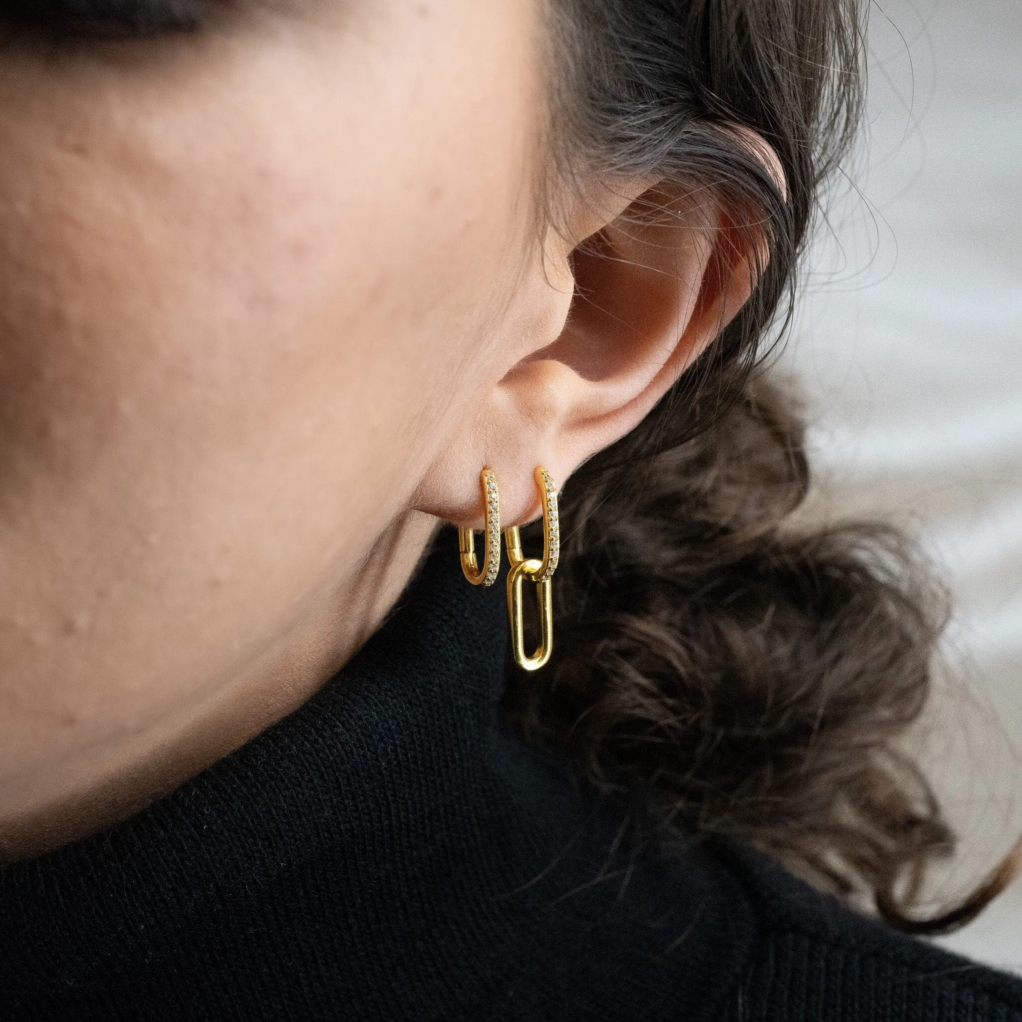 Pave Link Hoops
