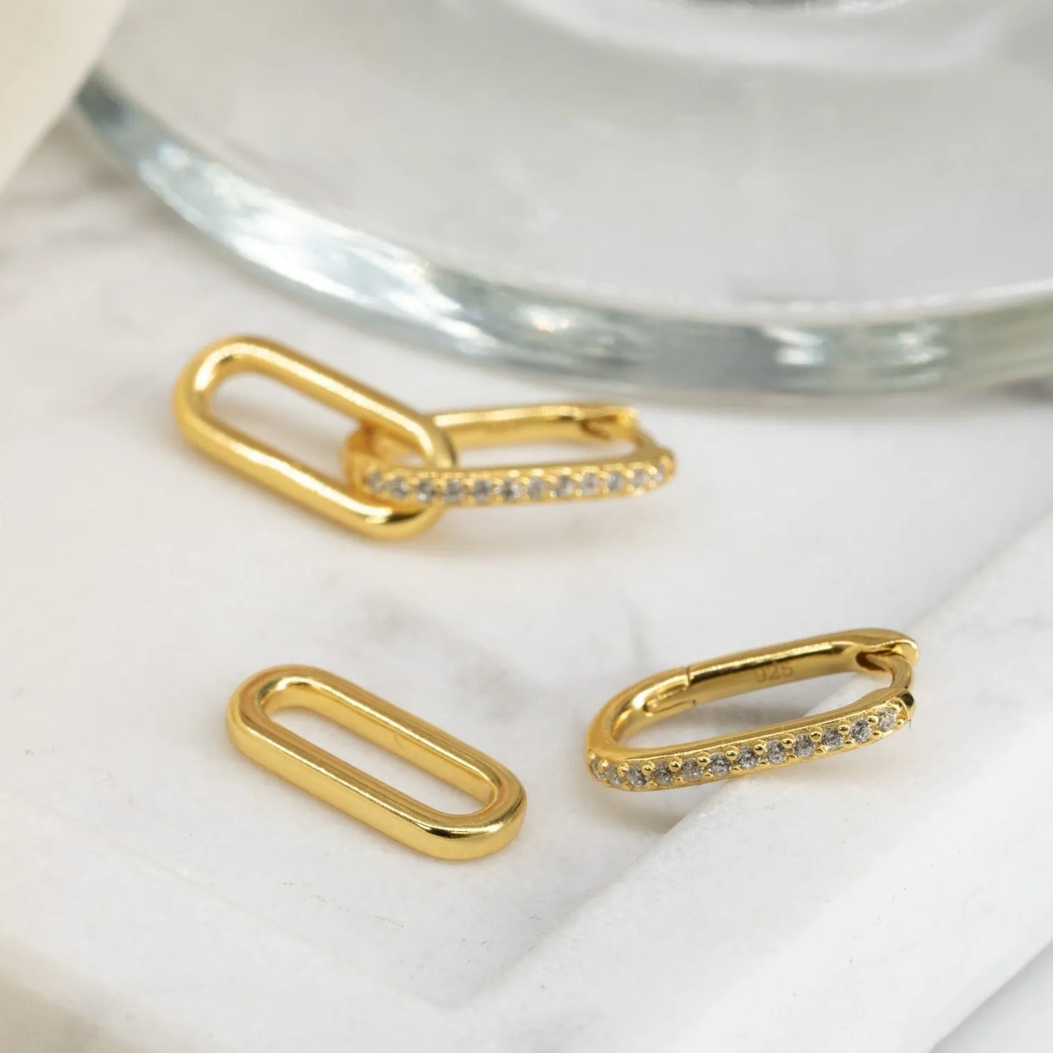 Pave Link Hoops