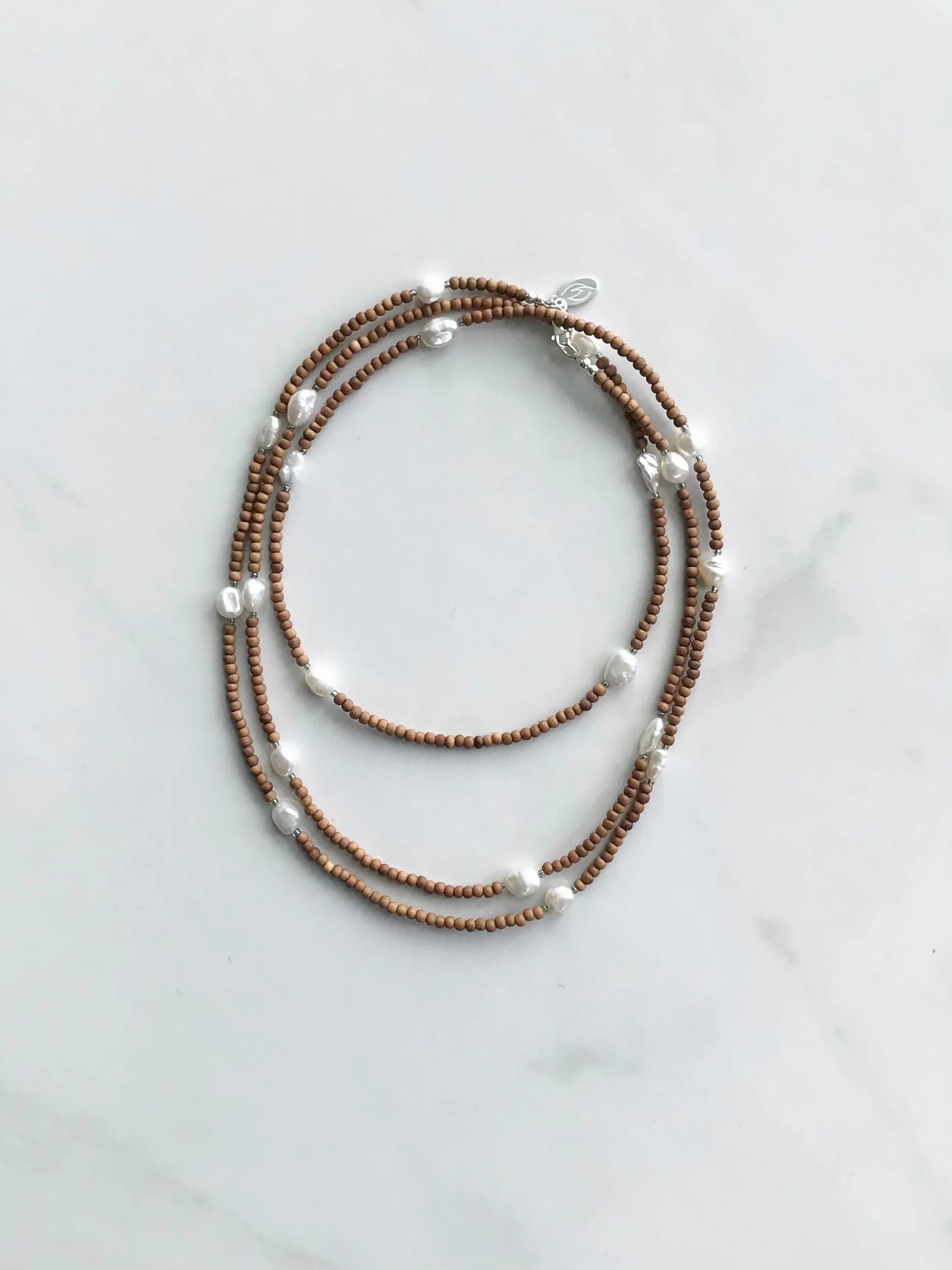 Pearl & Sandalwood Long Necklace