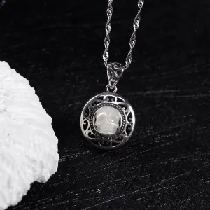 Pearl Skull Queen's Pillbox Locket Hollow Carved Necklace
