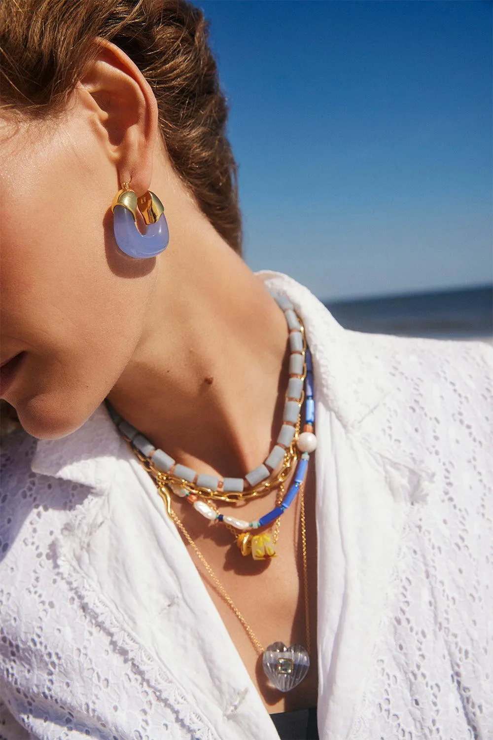 PERIWINKLE ORGANIC HOOP EARRINGS