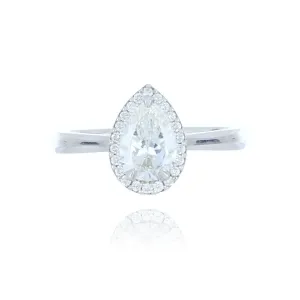 Platinum 1.00ct Pear Cut Diamond Solitaire With A Diamond Halo