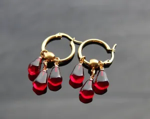 Pomegranate seeds hoop earrings
